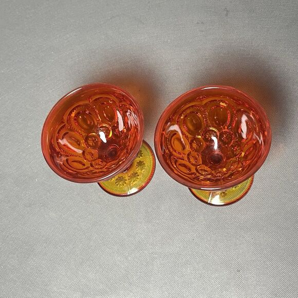 VINTAGE LE SMITH AMBERINA MOON AND STARS CORDIAL GLASSES-UV-GLOWS - Picture 9 of 13
